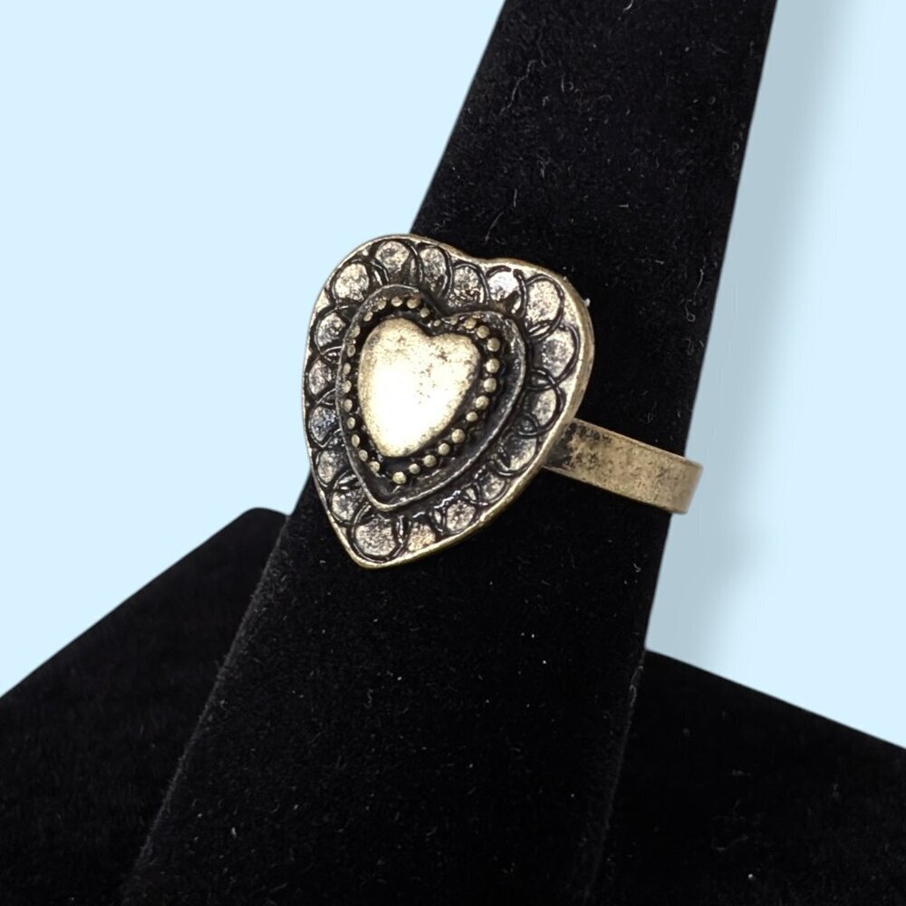 (2/$20) V. Brass Tone Heart Ring - Picture 3 of 6
